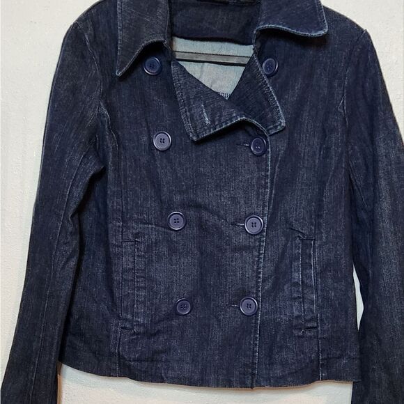 New York and co. denim double breast buttoned pea coat size S - Picture 2 of 16